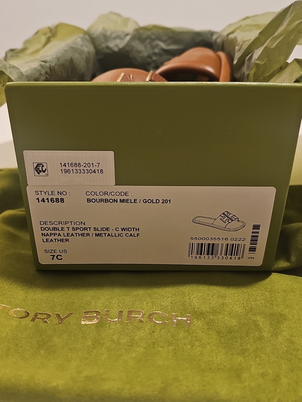 Tory Burch Bourbon Miele / Gold Slide Sandals - Picture 5 of 5